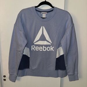 Reebok Women’s Retro Pastel Blue Graphic Crew Sweatshirt Large EUC